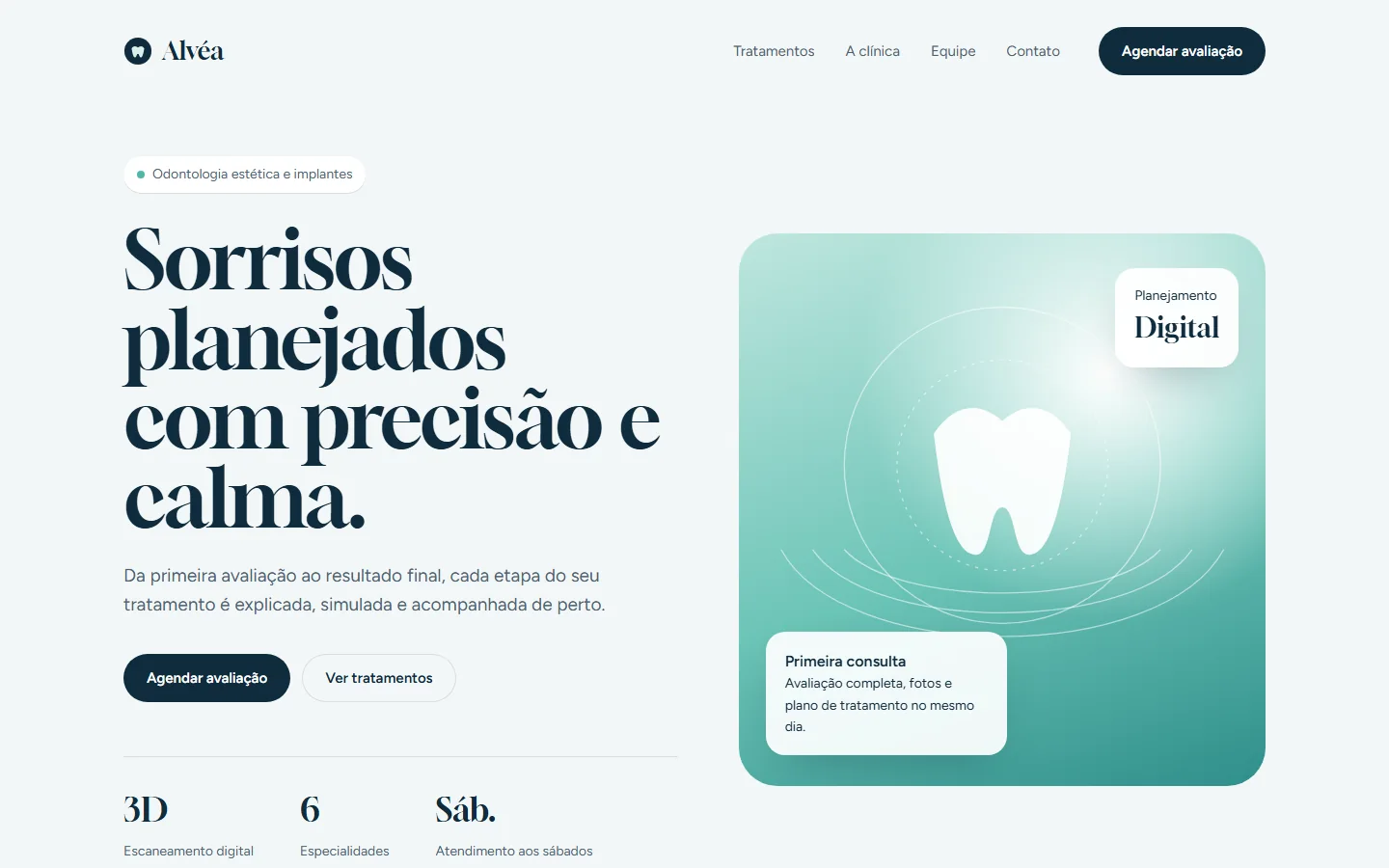 Site conceito Alvéa Odontologia