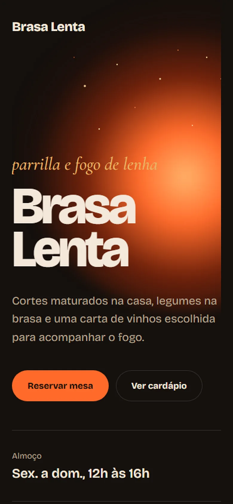 Site conceito Brasa Lenta no celular